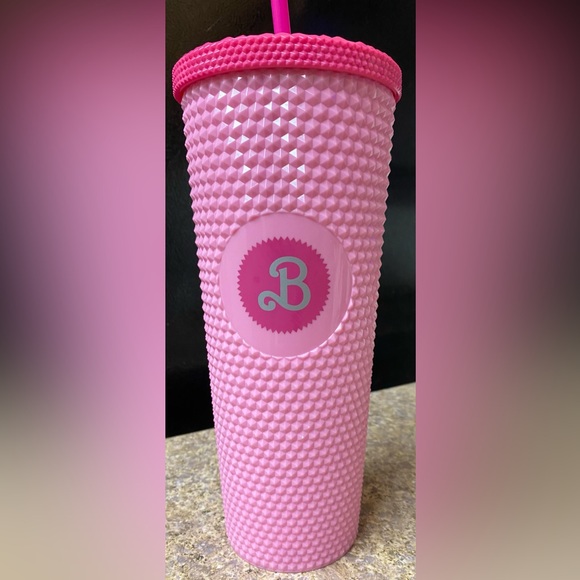 Barbie Other - NWOT Barbie Pink Studded Tumbler Cup & Straw Hot Topic Exclusive